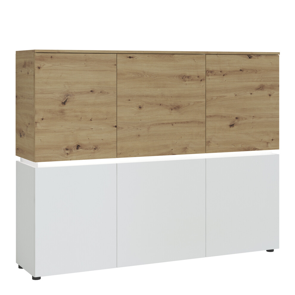 Artisan Oak and Alpine White 6 Door Cabinet Including LED lighting