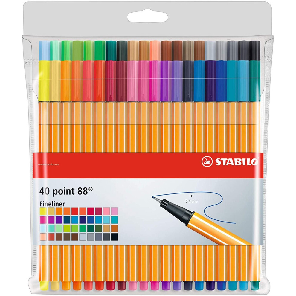 Fineliner - STABILO point 88 Wallet of 40 Assorted Colours