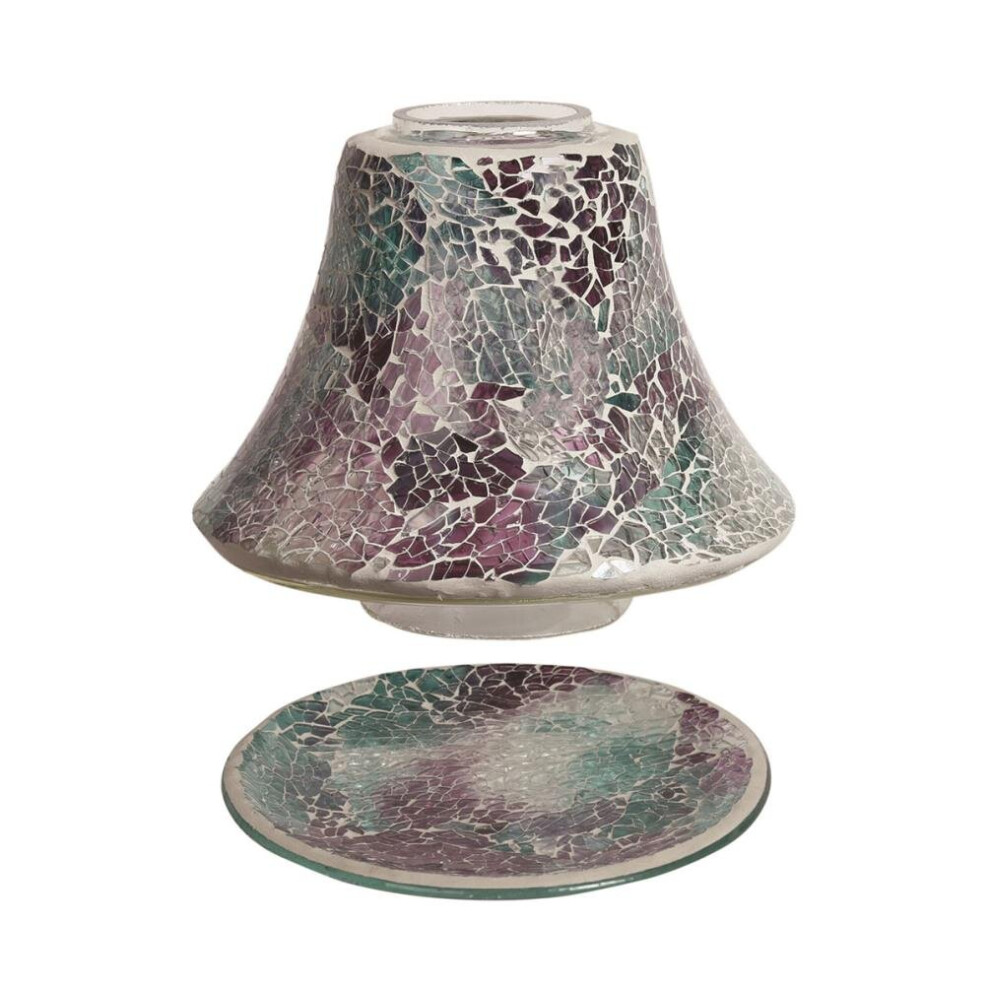 Aroma Accessories Crackle Mosaic Candle Jar Shade & Tray Set - Teal