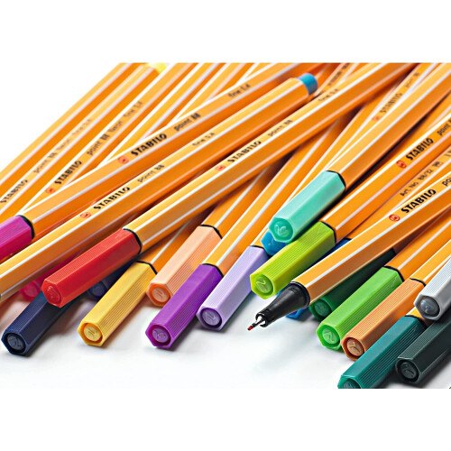 Point 10+5 neonfarvede fineliner i STABILO-etui 2