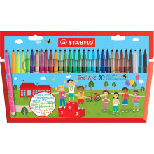 Felt Tip Pen - STABILO Trio A-Z Wallet 30 Assorted Colours Incl 5 Neon Colours