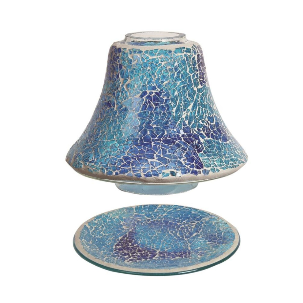 Aroma Accessories Crackle Mosaic Candle Jar Shade & Tray Set - Azure