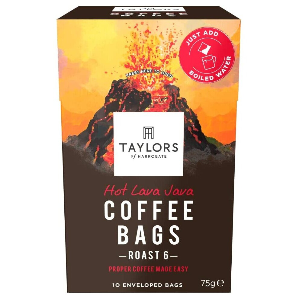 Taylors Of Harrogate Hot Lava Java Coffee Bags - 10 Enveloped Bags (Pack Of 3, Total Of 30 Coffee Bags)
