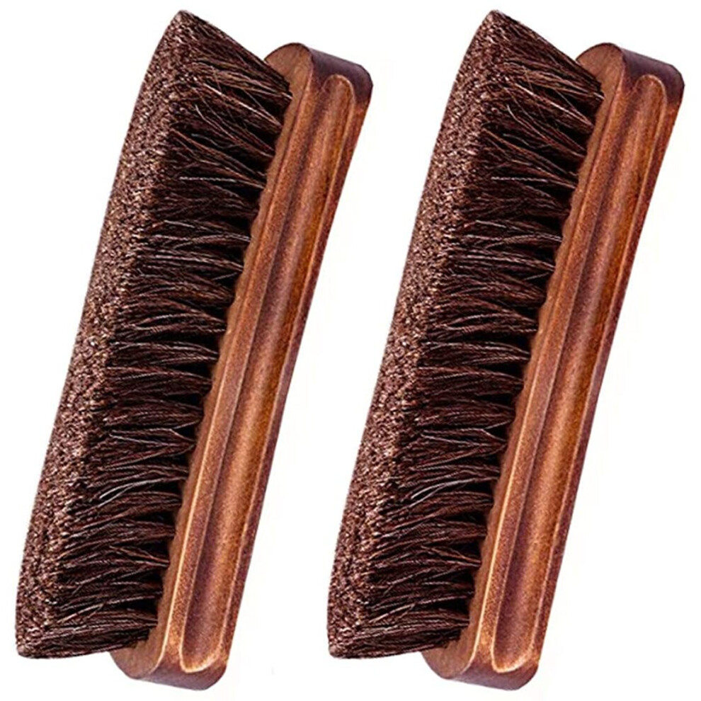 Ky-Tech Shoe Brush, 2Pcs Premium Horsehair Shoe Brush Shoe Shine Brush Shoe Polish Brushes Horse Hair Bristles Brush For Boots, Shoes, Car Seats,