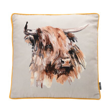 Widdop Meg Hawkins Art Home Decor Fabric Highland Cow Square Cushion