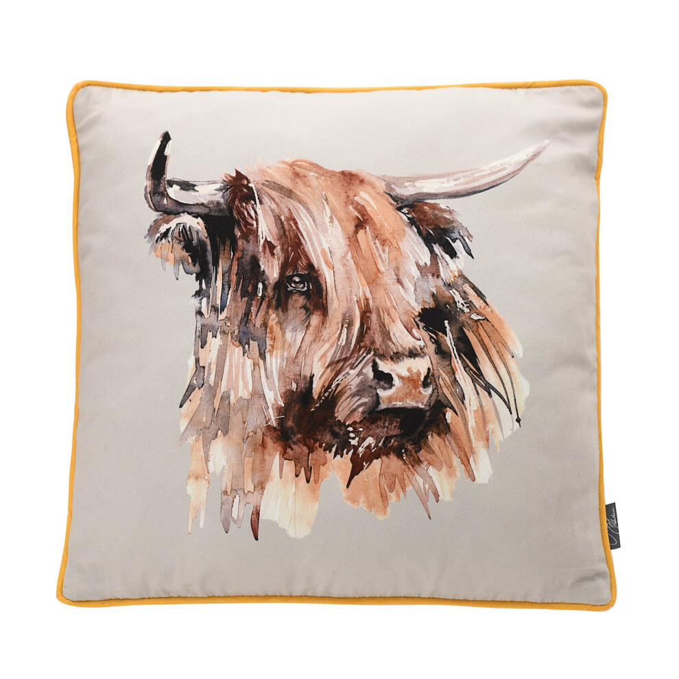 Widdop Meg Hawkins Art Home Decor Fabric Highland Cow Square Cushion