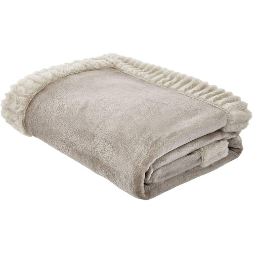 Catherine Lansfield Velvet And Faux Fur Throw150X200 Natural