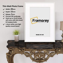 (White With White Mount, 6x4" Pic (8x6" Frame)) Thin Matt White Picture Frame With Black Mount Modern Wall Art Photo Frames Home Décor Frames