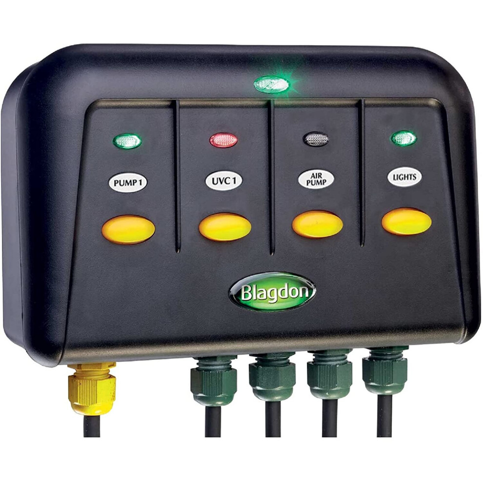 Blagdon 1040228 Powersafe Garden & Pond Safe Weatherproof Electrical Switch Box, 4 Outlet, Black