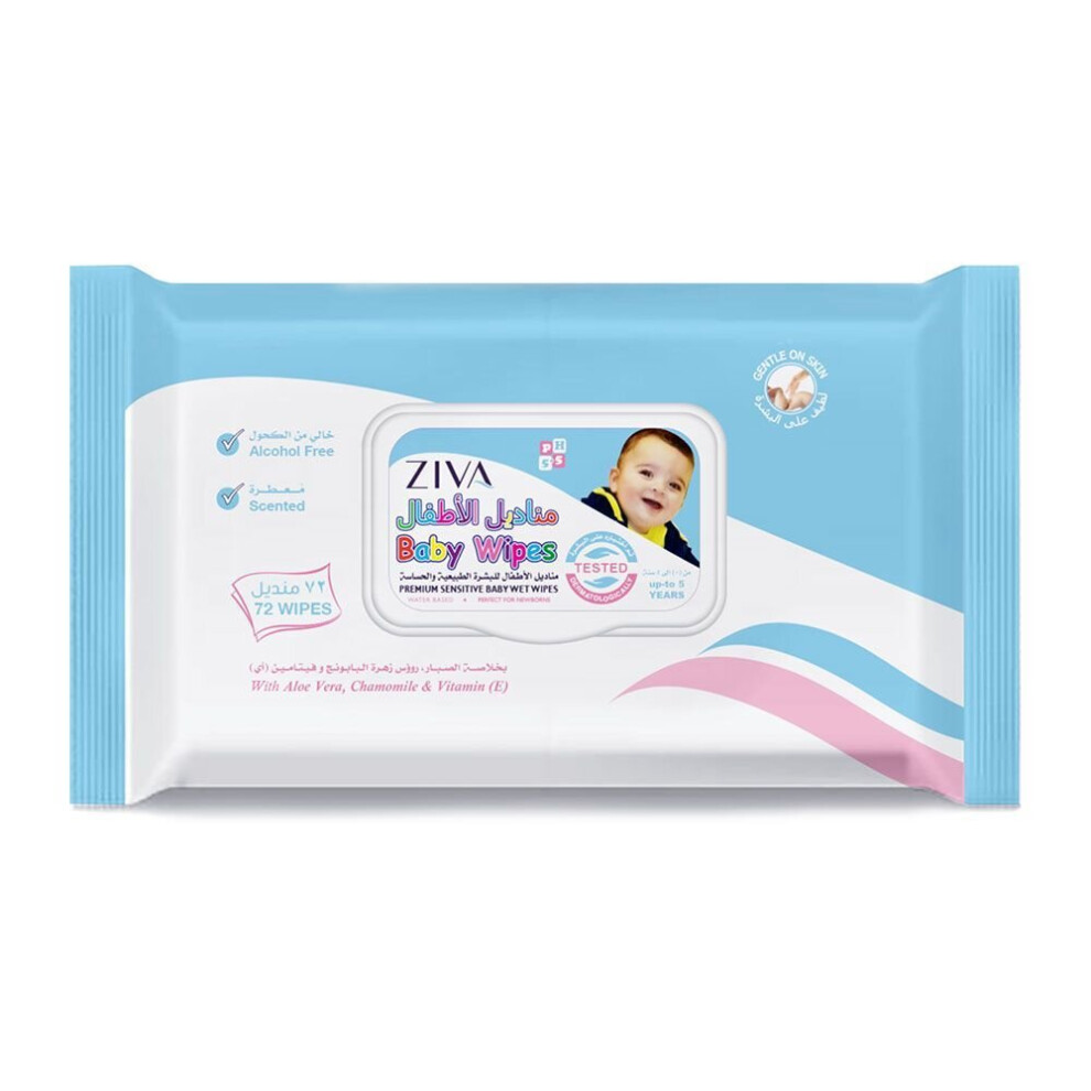 Gentle Cleansing For Sensitive Skin: Baby Wipes Sensitive Premium Wipes 72'S Ziva