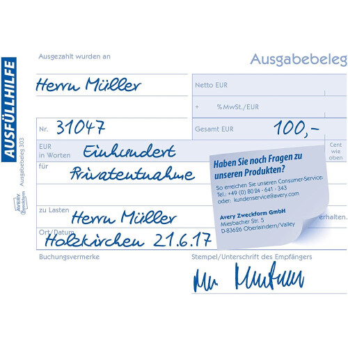 Avery Zweckform 303 Document Pressure (Output Receipt A6 Horizontal 50 Sheet (S) Yellow 2