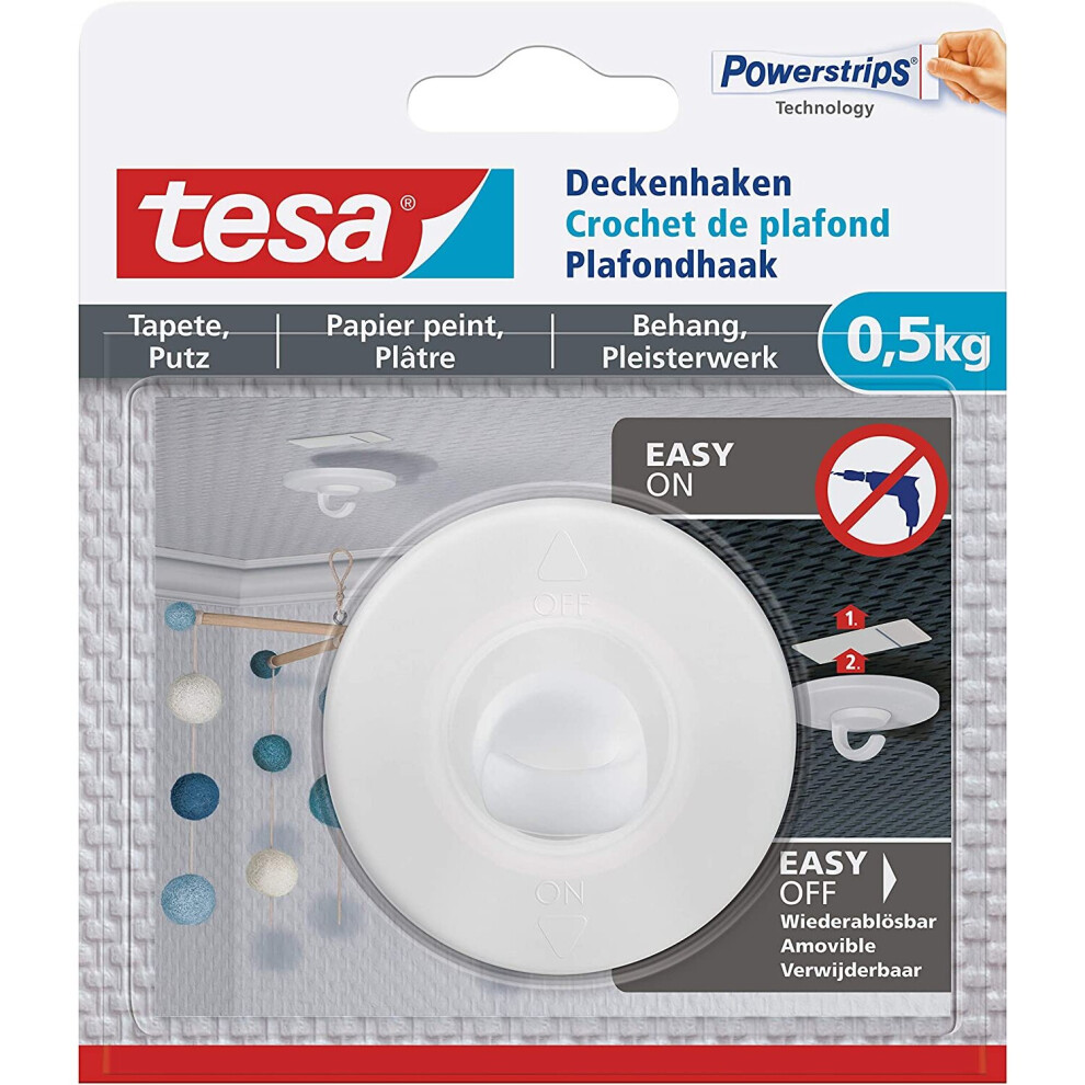 Tesa Ceiling Hook For Wallpaper And Plaster 0.5Kg, 77781-00000-00 4042448537171