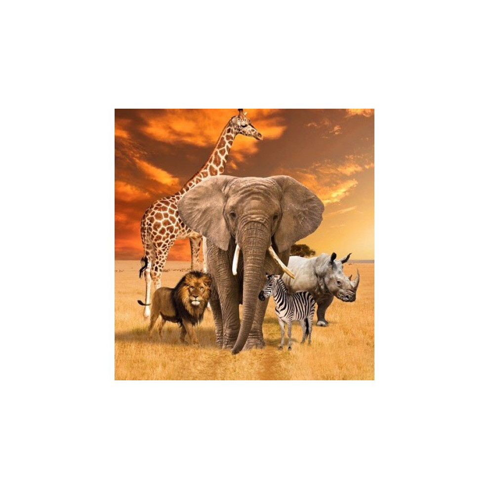 Kennard And Kennards African Safari Animals Unite Night Panel 100% Cotton Print Fabric Multicoloured