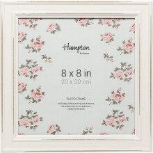 Hampton Frames PALOMA Distressed Square Picture Photo Frame White 8x8 (20x20cm) PAL301988W