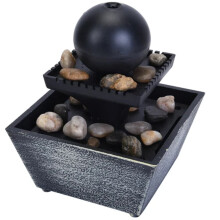 (4 LED Round Ball) Desktop Water Feature Indoor Fountain Waterfall Polyresin Table Top Decoration