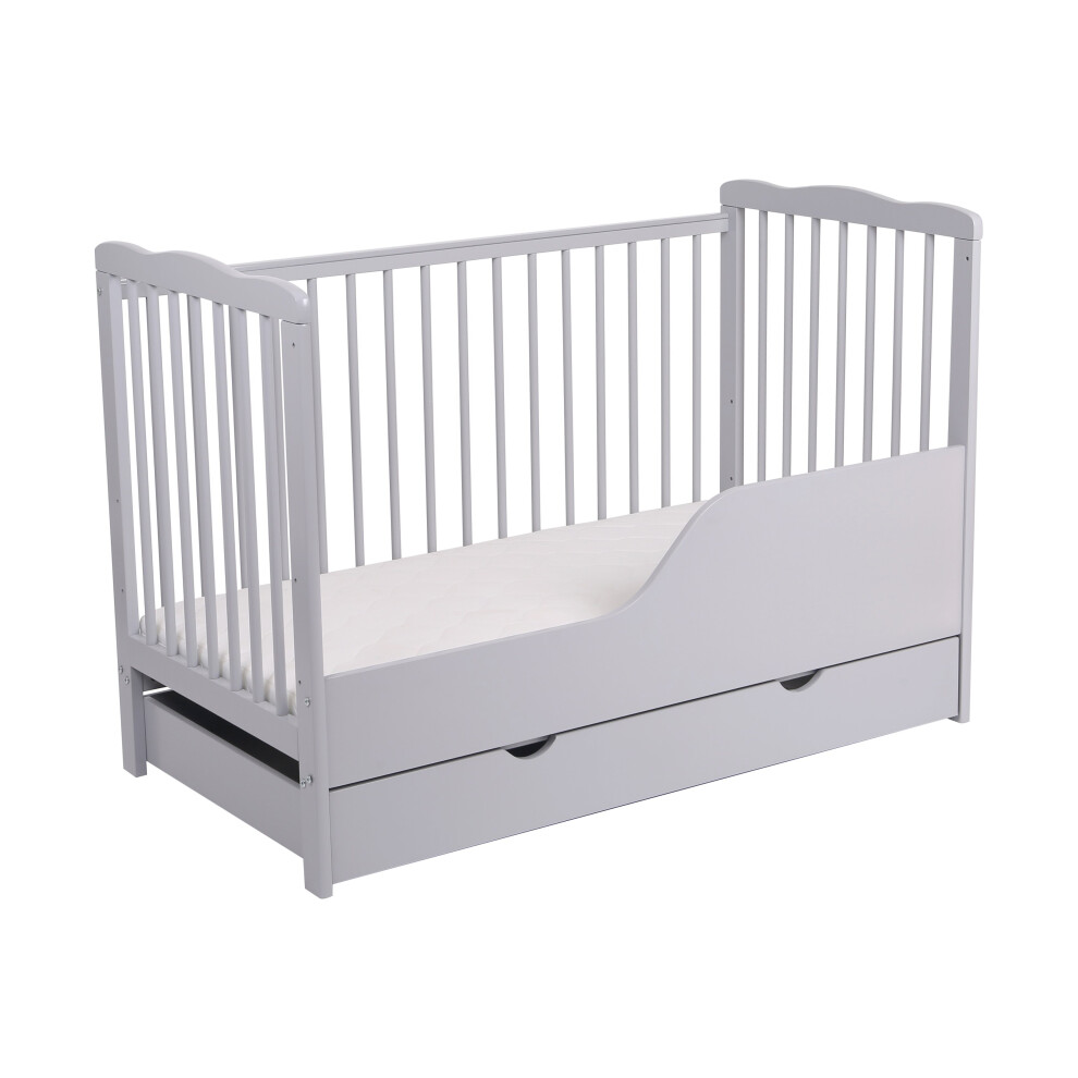 (Grey) MCC BABY COT BED Brooklyn Baby Cot Crib with Water Repellent Mattress & Wheeled Drawer-image-OPC-P8HYX9Z-NEW