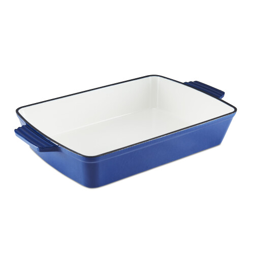 Tower Barbary Oak BO800258BLU 39cm Cast Iron Roaster Rectangle -Limoges Blue 1