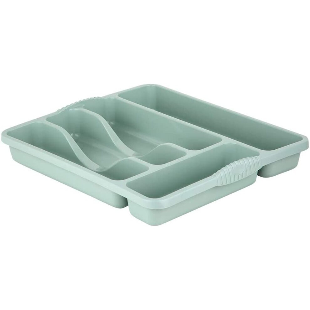 Wham Plastic Kitchen Cutlery Tray Organiser Rack Holder Drawer Insert Tidy Storage - Sage