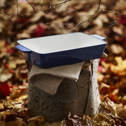 Tower Barbary Oak BO800258BLU 39cm Cast Iron Roaster Rectangle -Limoges Blue 2