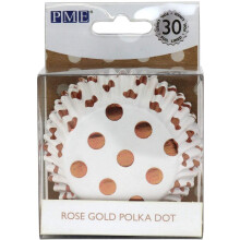 PME BC835 Rose Gold Polka Dot Cupcake Cases, Foil Lined - Pack of 30, Pink