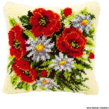 Vervaco Poppies Latch Hook Cushion, Multi-Colour