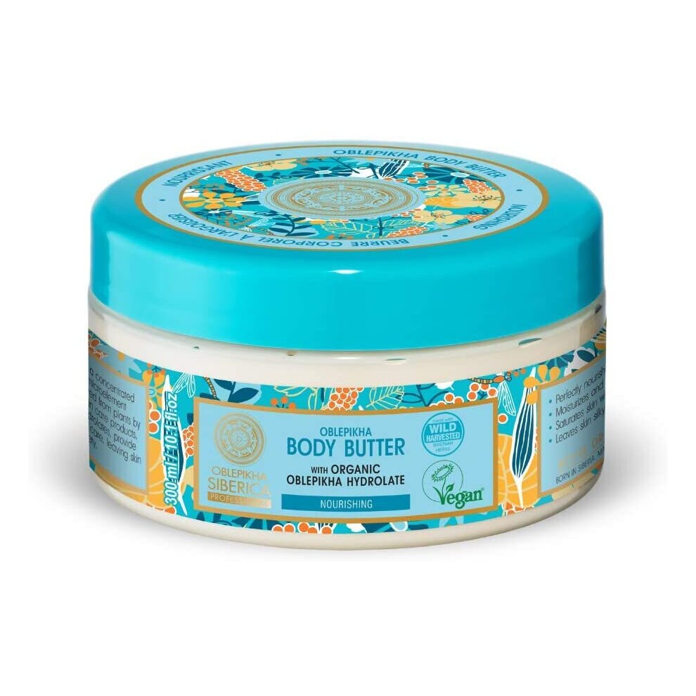 Natura Siberica Professional Oblepikha Nourishing Body Butter With Organic Oblepikha Hydrolate, 300 Ml