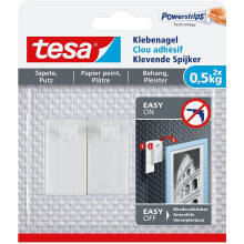 Clavo adhesivo - TESA - Para papel pintado y yeso - Carga soportada: 0,5 Kg - Tecnología Powerstrips