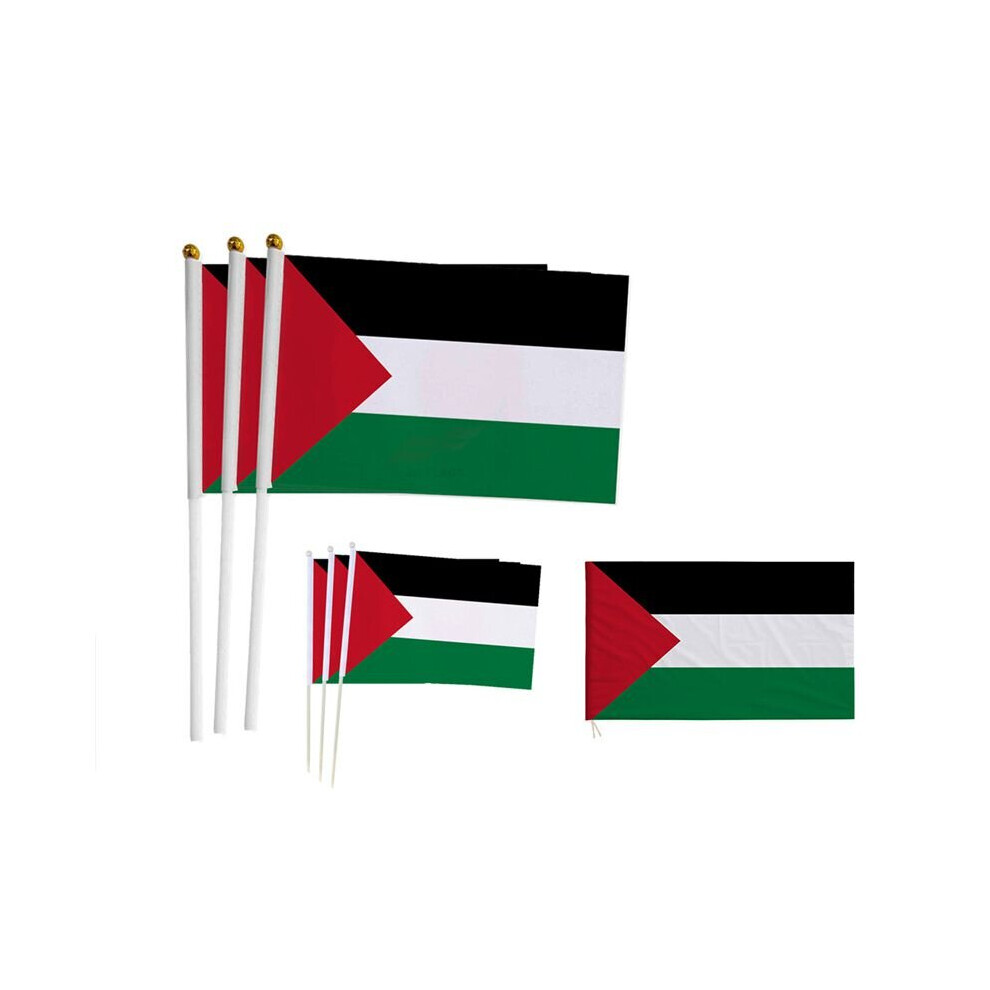 (100Pcs) Palestine Hand Flag - Car Window Flags - Free Gaza Palestinian Freedom 8.3*5.5in
