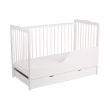 (White) MCC BABY COT BED Brooklyn Baby Cot Crib with Water Repellent Mattress & Wheeled Drawer