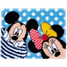 Vervaco Latch Hook: Rug: Mickey & Minnie-Peek-a-Boo, Cotton, Assorted, 12 x 1 x 17 cm