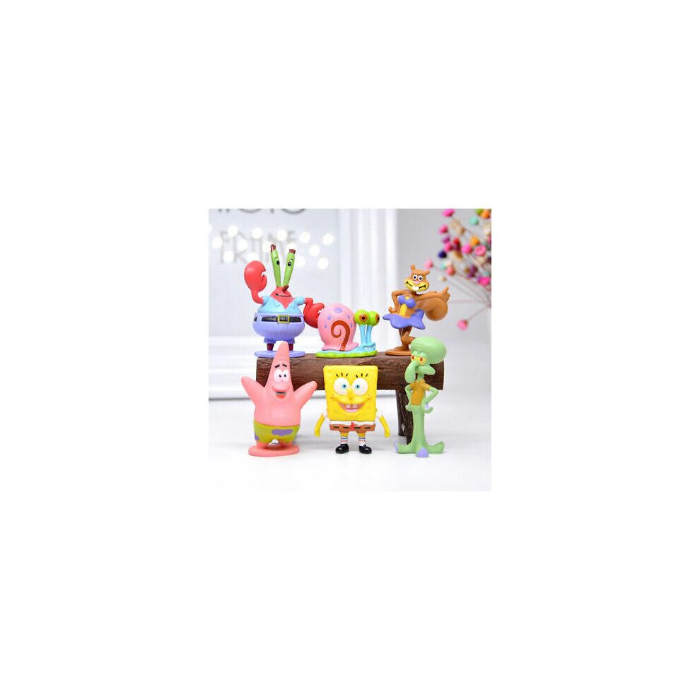 Figurine Doll Toy Cake Topper 6pcs Set SpongeBob Squarepants Figure Patrick Star