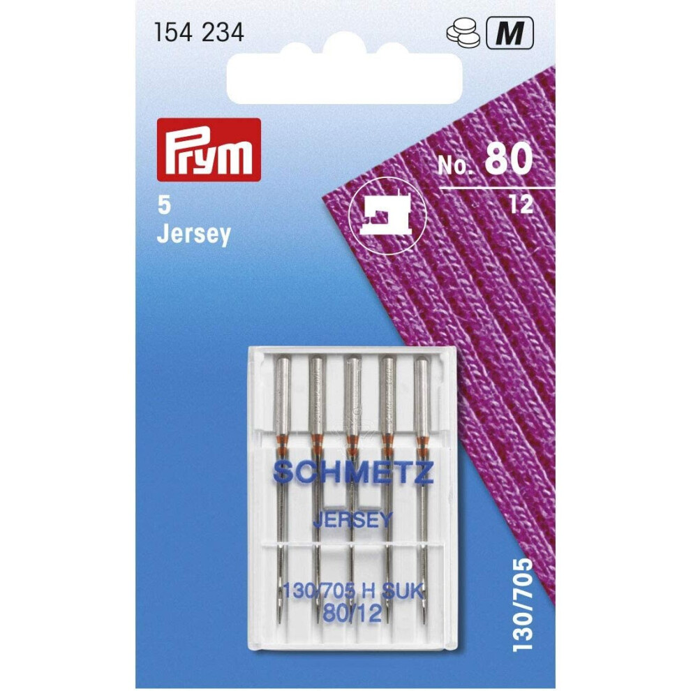 Prym PRYM_154234-1 Sewing Machine Needle Jersey 130/705 H-SUK 80, Silver, One Size