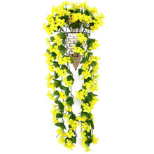 (Yellow) Artificial Fake Hanging Flowers Vine Plant Home Garden Decoration Indoor Outdoor