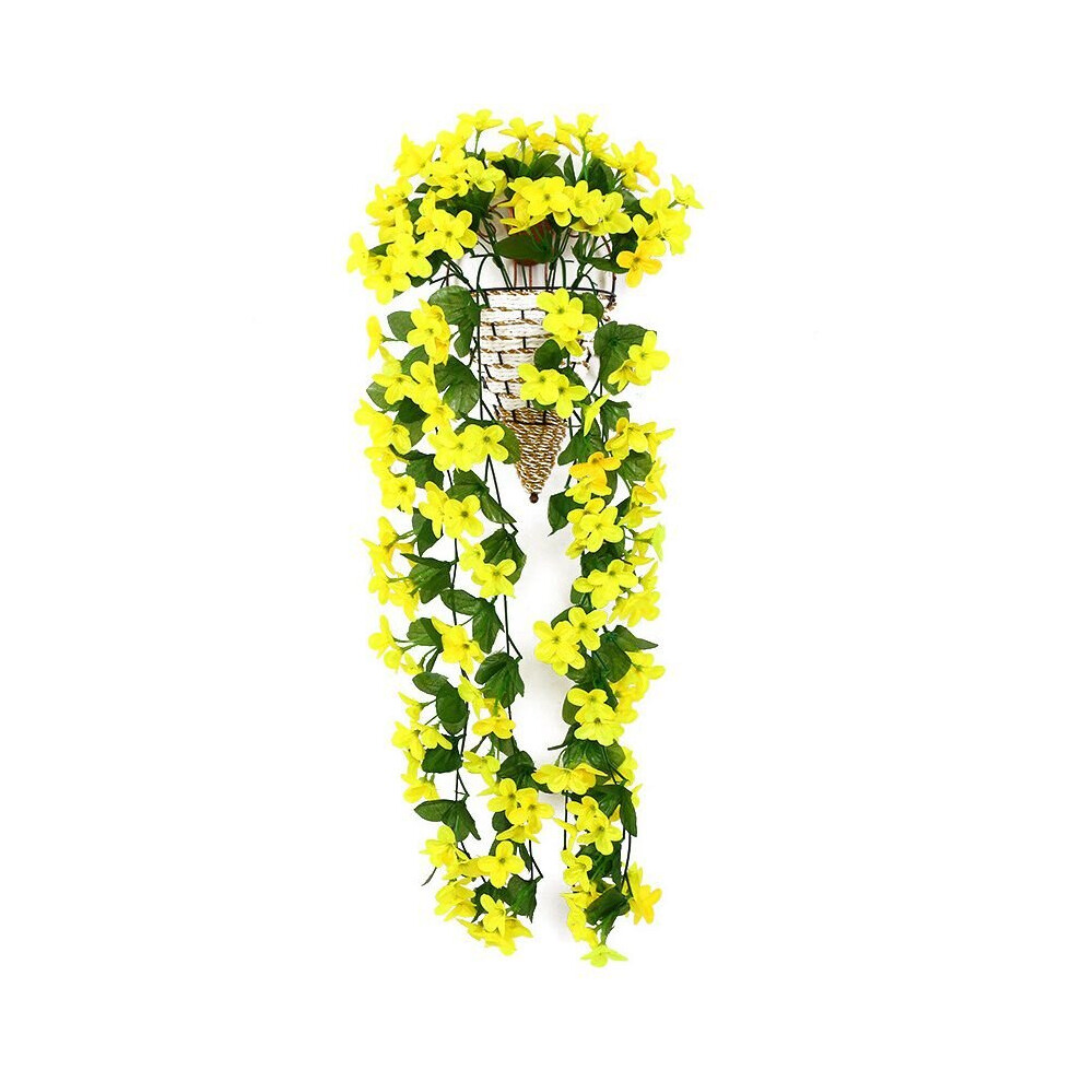 (Yellow) Artificial Fake Hanging Flowers Vine Plant Home Garden Decoration Indoor Outdoor