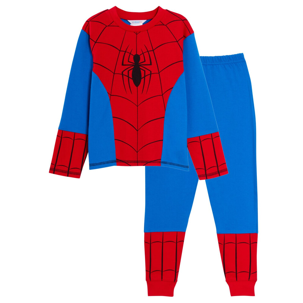 (5-6 Years) Boys Marvel Spiderman Pyjamas Kids Novelty Dress Up Pjs Set Nightwear Loungewear