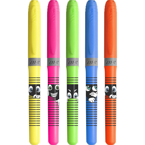 BIC BIC Highlighter Grip Decor Highlighter with Chisel Tip - Assorted Colours, Pack of 5 1