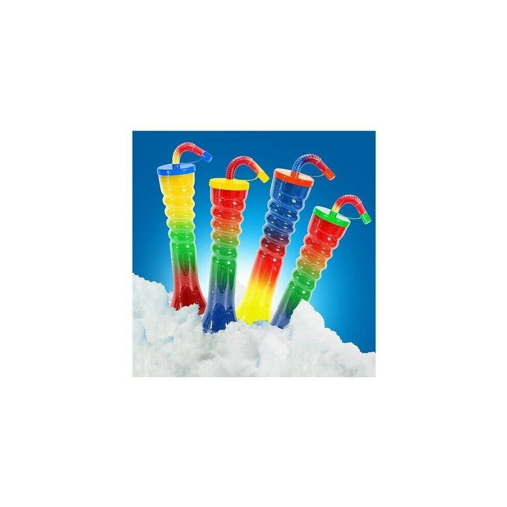 Sumtasa Twist Slush Cups 17Oz (500Ml) With Lids & Straws - 60 Pack Novelty Yard Cups For Slush, Smoothies & Parties