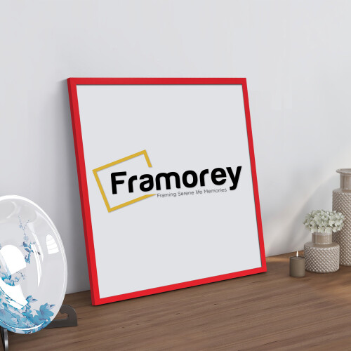 (Red, 40x40 CM) Square Size Thin Matt Red Picture Frame Wall Art Frames Flat Wooden Effect Poster Frame 1