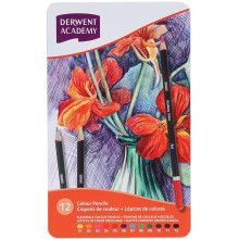 Derwent 2301937 Academy Colouring Pencils, Tin Box, , Multicolor, Set of 12