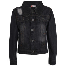 (13 Years, Black) Girls Black Denim Jacket Ripped Jeans Jackets 3-13