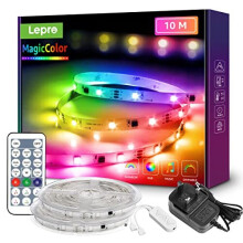 Lepro RGBIC 10M LED Strip Lights, Multi Colour Chasing Dreamcolour LED Light, 8 Dynamic Rainbow Effect, 6 Music Mode, LED Lights for Bedroom Kitc