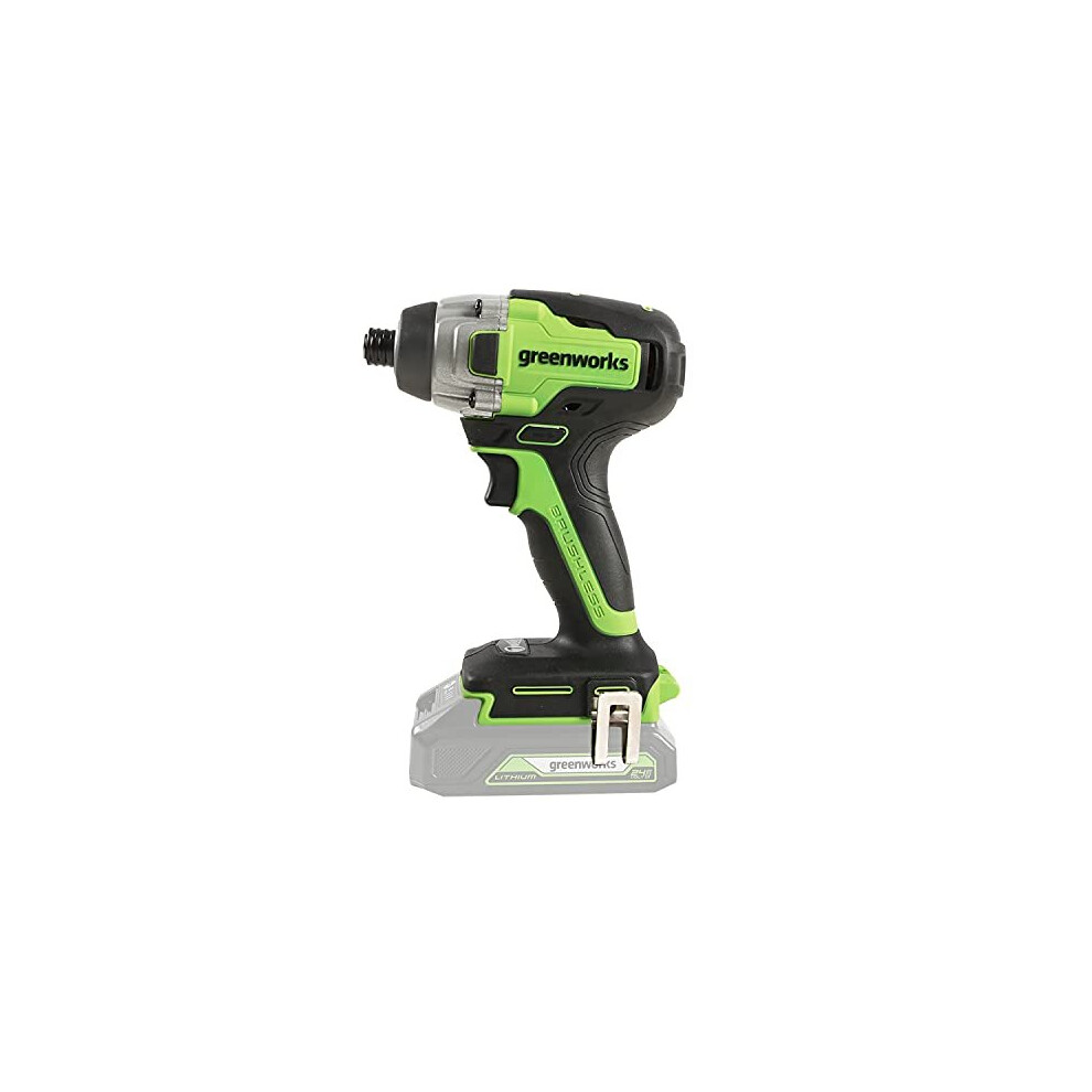 Greenworks cordless and drill screwdriver GD24ID3 (Li-Ion 24V 300 N.m torque 2800 rpm 6,35mm shaft diameter powerful brushless motor without batt