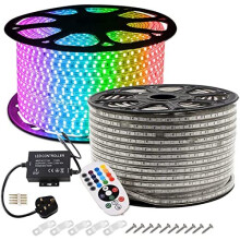 GreenSun LED Lighting 50m(164ft) Bluetooth LED Strip Lights, RGB, Waterproof, with 24Keys Remote/Bluetooth Controller, for Home Christmas Party D