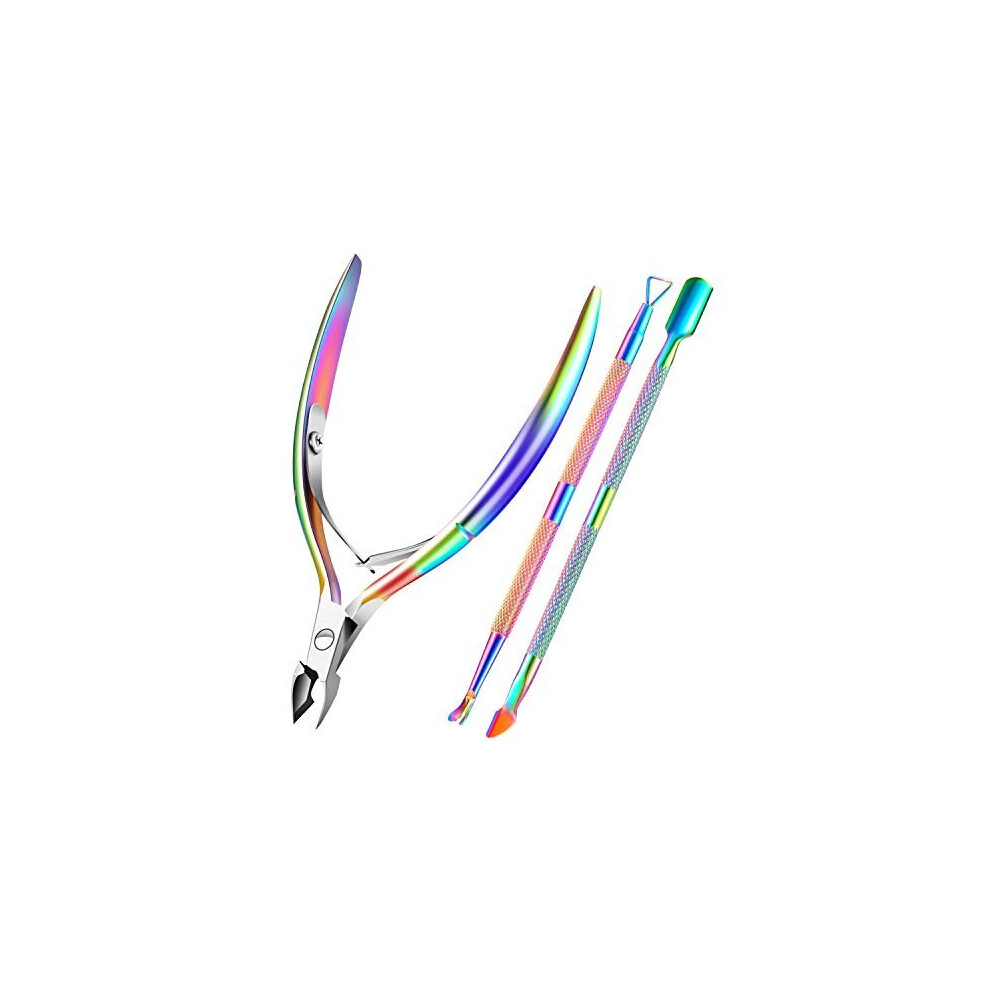 Xunxmas Cuticle Trimmer With Cuticle Pusher, Cuticle Remover Cutter Nipper Scissor And Triangle Cuticle Nail Pusher Peeler Scraper, Durable Dead