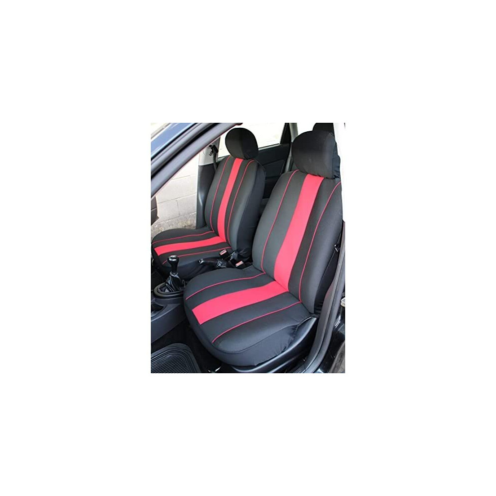 Carseatcover-Uk Front Pair Of Speedster Fabric Car Seat Covers Protectors Red 5060641070164