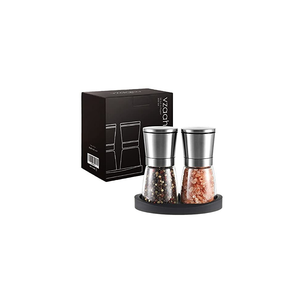 Manual Grinder Mill Salt and Pepper Set with Ceramic Core and Stand, Adjustable Coarseness, Portable, Refillable Spice Mills,Home Kitchen Birthda