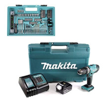 Makita DHP453FX12 18v Combi Drill with 1x 3.0Ah Battery & 101 Pcs Accessory Set, 18 V