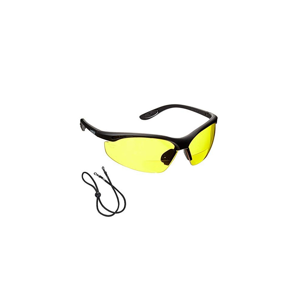 Voltx 'Constructor' Bifocal Reading Safety Glasses (Yellow +2.5 Dioptre) Ce En166f Certified/Cycling Sports Glasses Includes Safety Cord + Uv400 5060225830382
