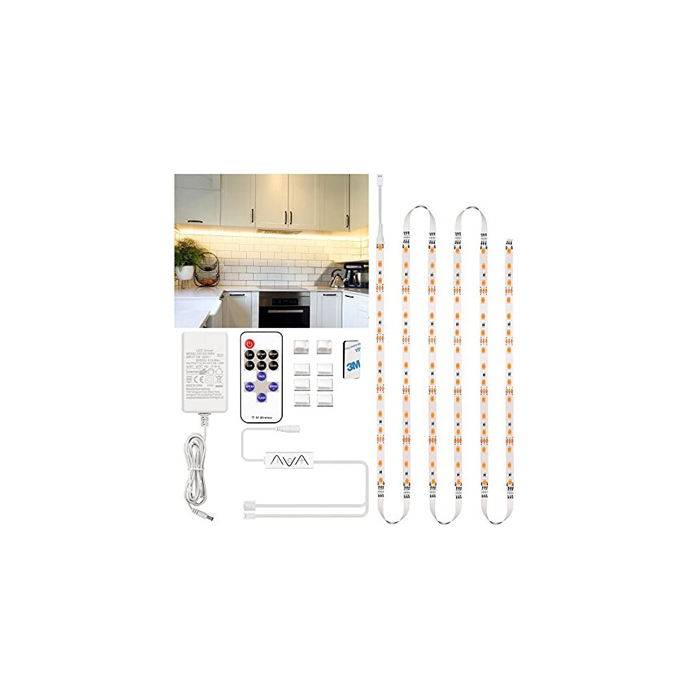 Enteenly Under Cabinet Strip Lights Kit 9.8ft/3m, Whit Dimmable LED Strip Lights with Plug and Remote, Flexible LED Tape Light for Kitchen, Showc