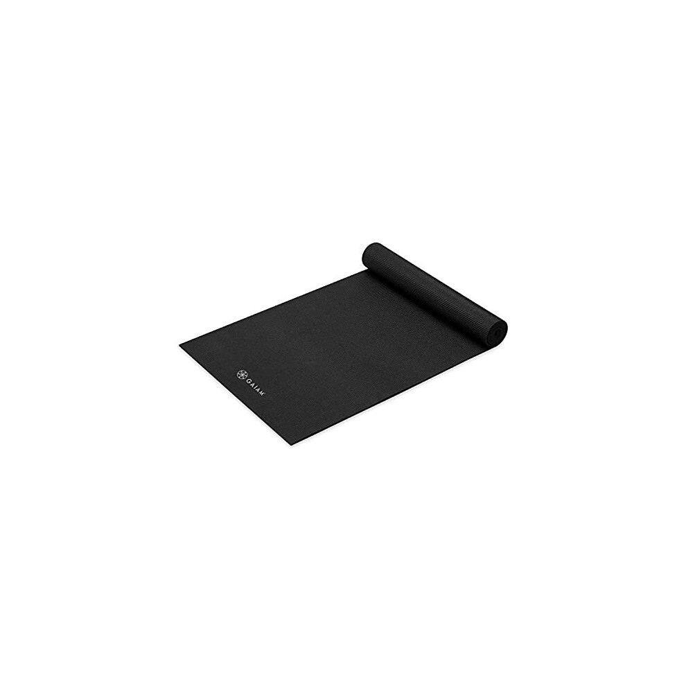 Tapis de yoga Gaiam de qualité supérieure, antidérapant, couleur unie, pour tous types de yoga, pilates et exercices au sol, noir, 5 mm, 172 cm (